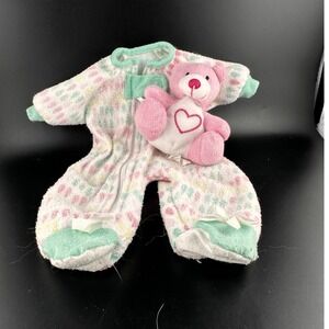 Walmart H.K. City Toys Doll Clothes 11" Sleeper With‎ Pink Bear Attached Pajamas